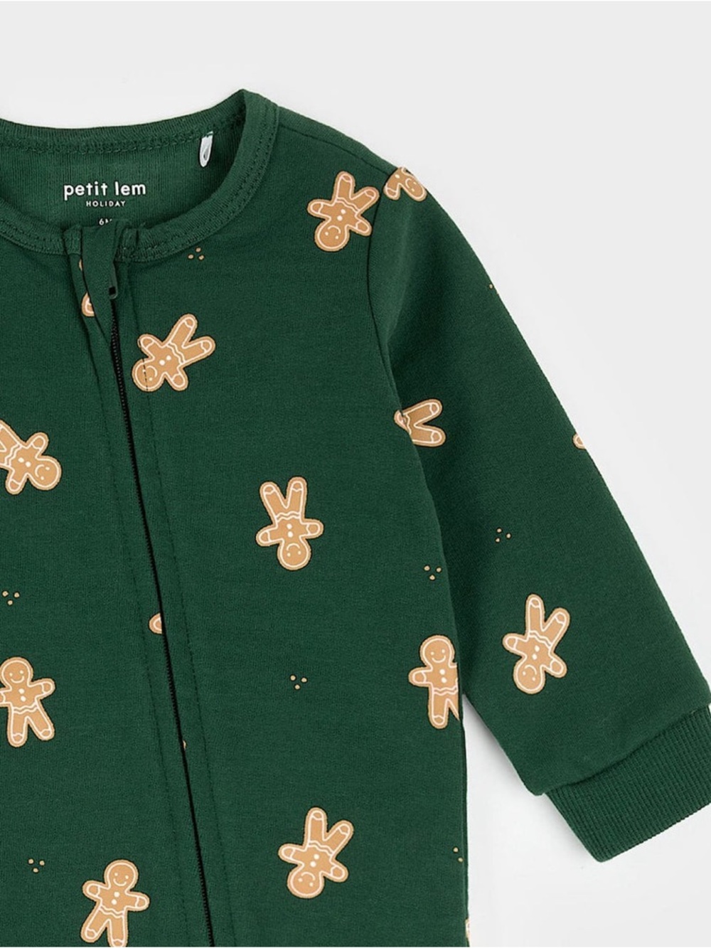 Petit Lem • NWT Green Gingerbread Print One-Piece Pajamas Christmas pjs family - Picture 5 of 5